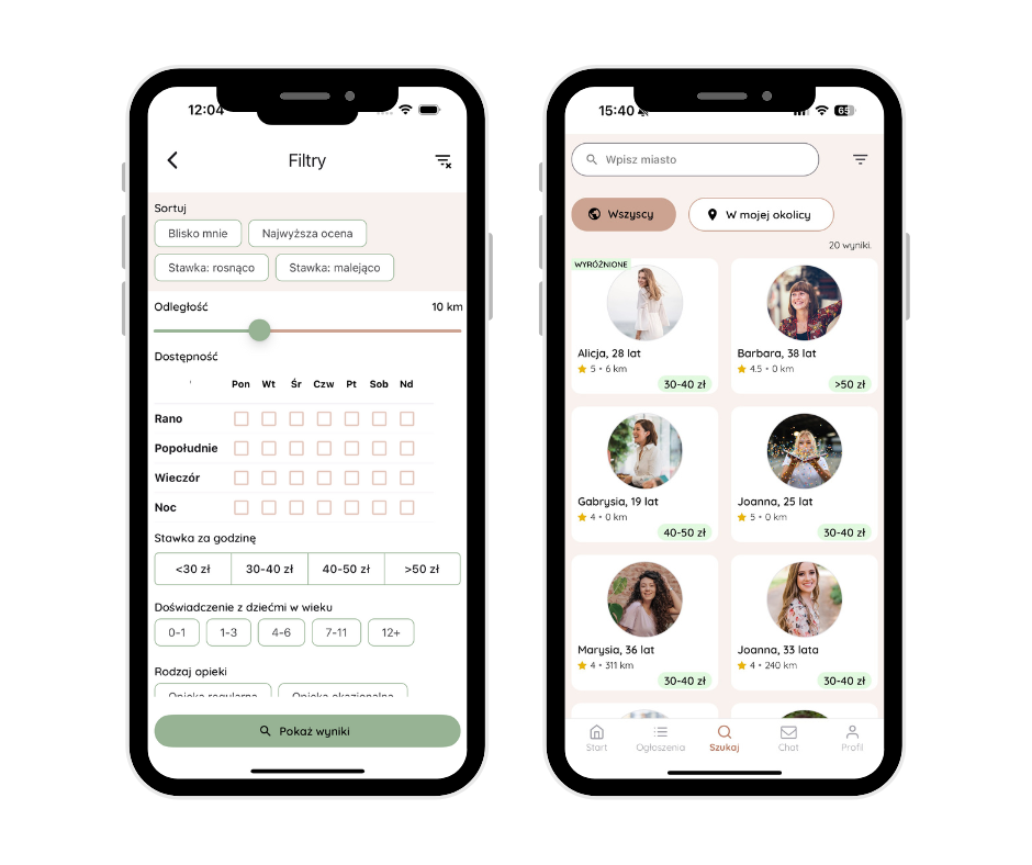Search and Filter Screen